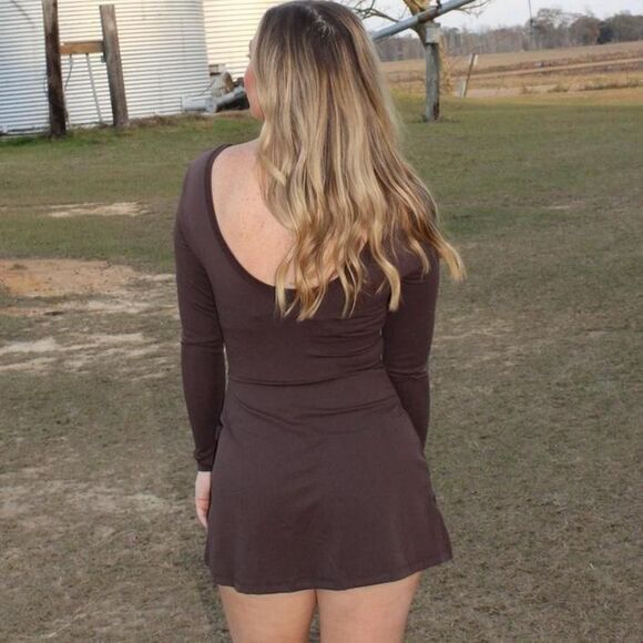 NWT chocolate long sleeve athletic dress | Kimberly C brand - Picture 2 of 4